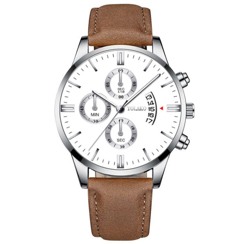 Luxury Fashion Mens Sports Watches Brown Leather Quartz Wrist Watch Men Business Casual Watch relogio masculino