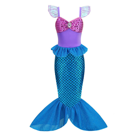 Little Girls Mermaid Costume Princess Dress up Pretend Play Halloween Cosplay Outfit