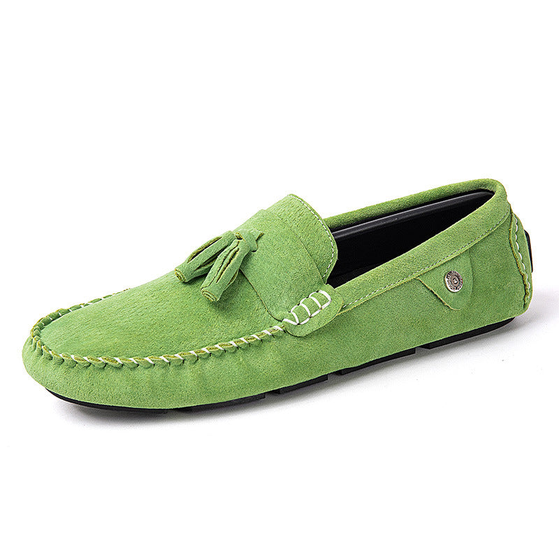 Genuine Leather Mens Loafers Zapatos De Hombre Formal Dresses Men Shoes Business Casual Green Orange Moccasin Sneakers Flats