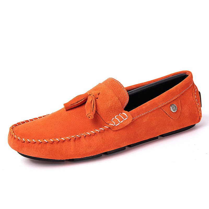 Genuine Leather Mens Loafers Zapatos De Hombre Formal Dresses Men Shoes Business Casual Green Orange Moccasin Sneakers Flats