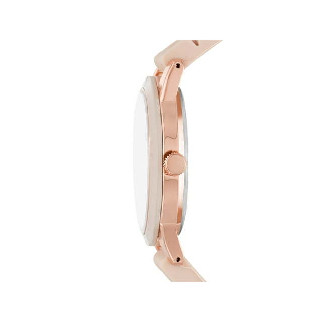 Time and Tru Women's Blush Bezel Watch with Silicone Strap