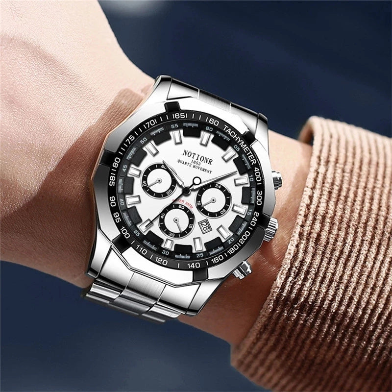 2023 Luxury Mens Sports Watches Fashion Men Business Stainless Steel Waterproof Quartz Wrist Watch Luminous Clock montre homme