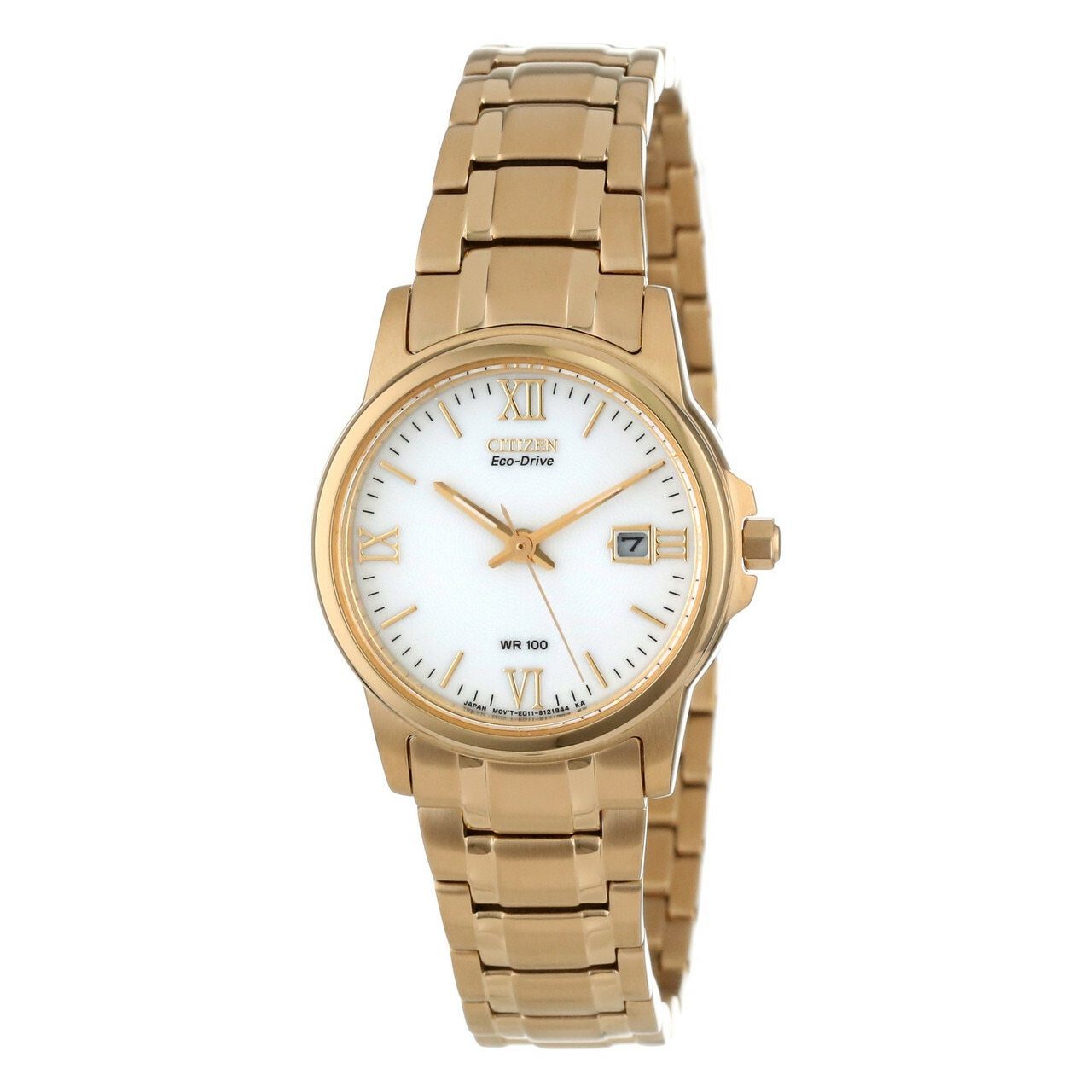 Citizen EW1912-51A Women's Gold Tone White Dial Stainless Steel Bracelet Watch