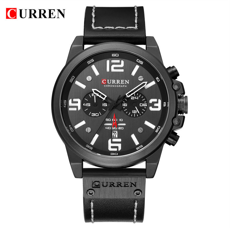 CURREN Mens Watches Top Luxury Brand Waterproof Sport Wrist Watch Chronograph Quartz Military Genuine Leather Wrist Watch