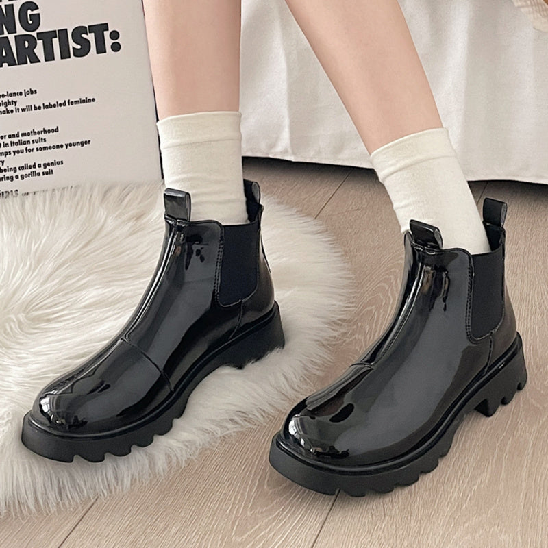 Lucyever Autumn Winter Waterproof Chelsea Boots Women 2022 Slip on Platform Ankle Boots Woman Thick Bottom Gothic Shoes Female