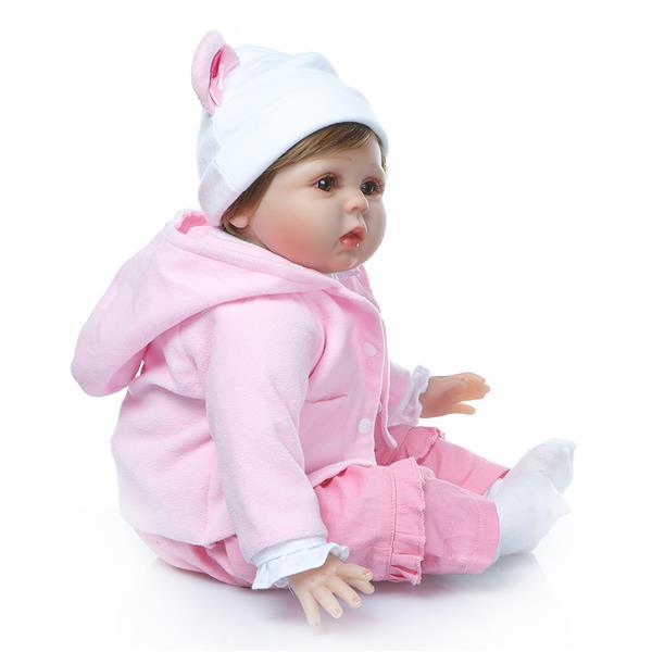 22" Beautiful Simulation Baby Girl Reborn Baby Doll in Bear Dress