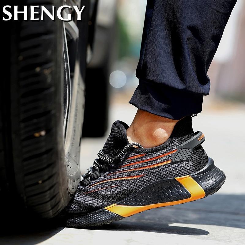 Mens Safety Work Shoes Anti Smashing Anti Puncture Mesh Breathable Shoes Men Non Slip Fashion Soft Male Steel Head Shoes