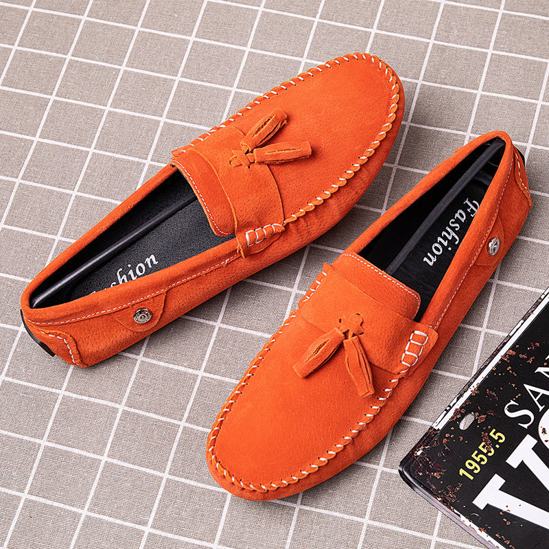 Genuine Leather Mens Loafers Zapatos De Hombre Formal Dresses Men Shoes Business Casual Green Orange Moccasin Sneakers Flats