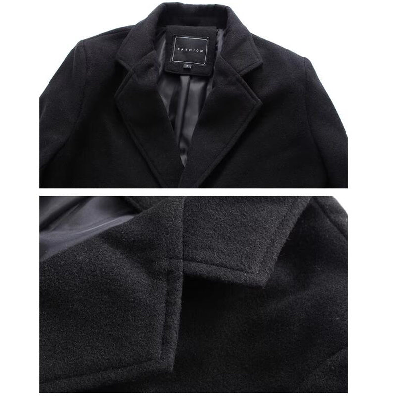 Mens Trench Coat Lapel Single Breasted Long Overcoat