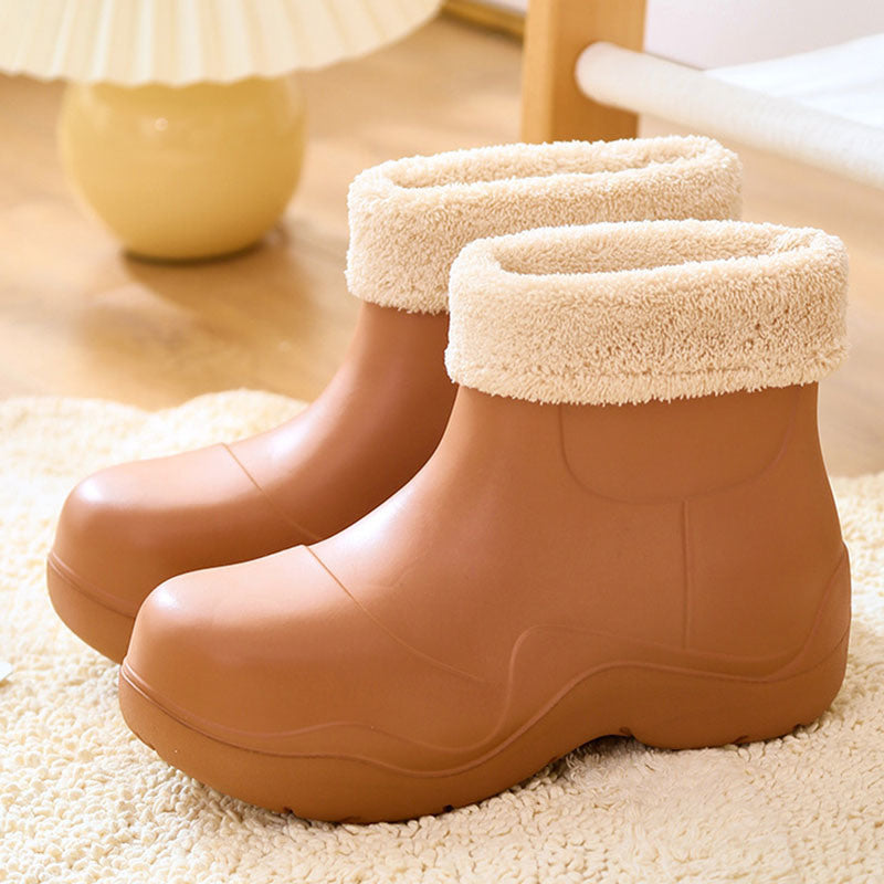 Lucyever Keep Warm Waterproof Ankle Boots Women Big Round Toe Platform Rain Shoes Woman 2022 Lightweight Non Slip Botas Female