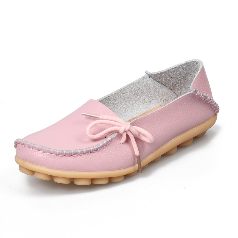 New Moccasins Women Flats 2022 Autumn Woman Loafers Genuine Leather Female Shoes Slip On Ballet Bowtie Women's Shoe Size 35-44