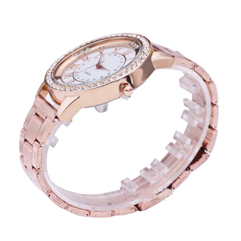 Diamond Mesh Plate Personality Roman Scale High-end Women's Steel Belt Casual Watch Men