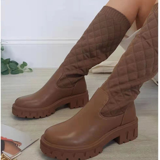 Women Boots 2022 Fashion Round Toe Platform Shoes Winter Plus Size Sock Boots Women Wedges High Boots Non Slip Botas De Mujer