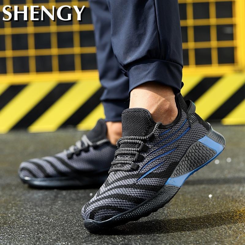 Mens Safety Work Shoes Anti Smashing Anti Puncture Mesh Breathable Shoes Men Non Slip Fashion Soft Male Steel Head Shoes