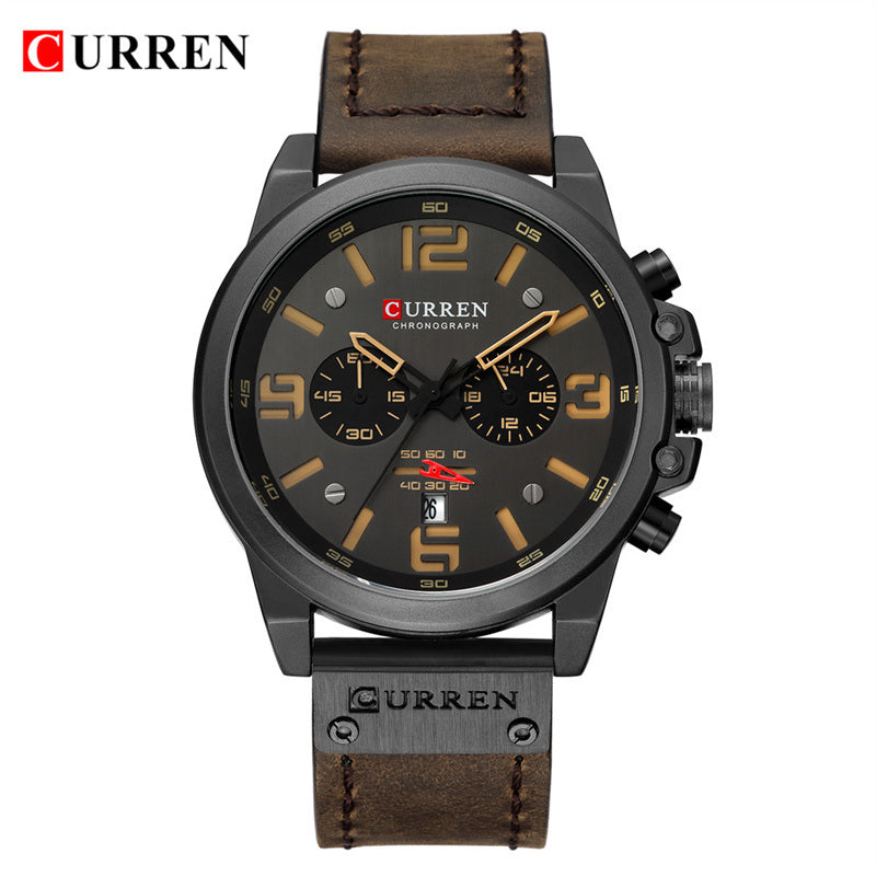 CURREN Mens Watches Top Luxury Brand Waterproof Sport Wrist Watch Chronograph Quartz Military Genuine Leather Wrist Watch