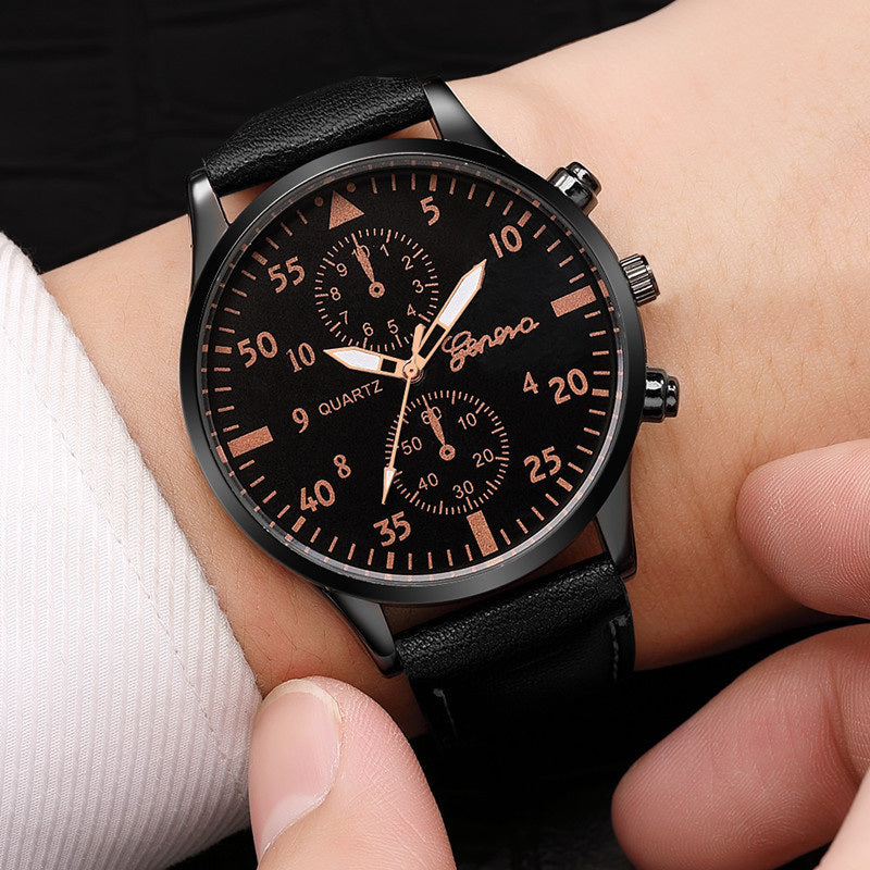 Fashion Mens Watches Luxury Bracelet Set Man Business Brown Leather Quartz Wrist Watch for Men Gift Set relogio masculino