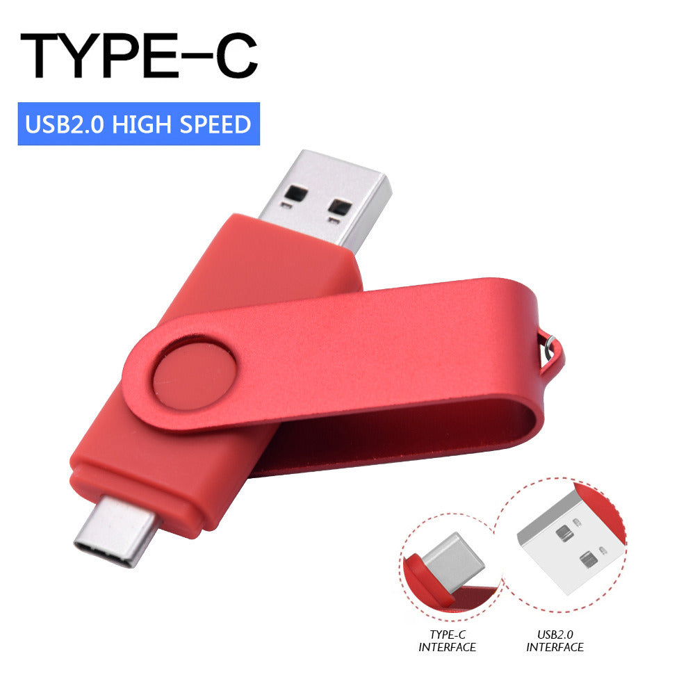 Type-c Two-in-One USB Flash Red 32G Computer Mobile Phone Dual- Rotating Creative 2.0 Business