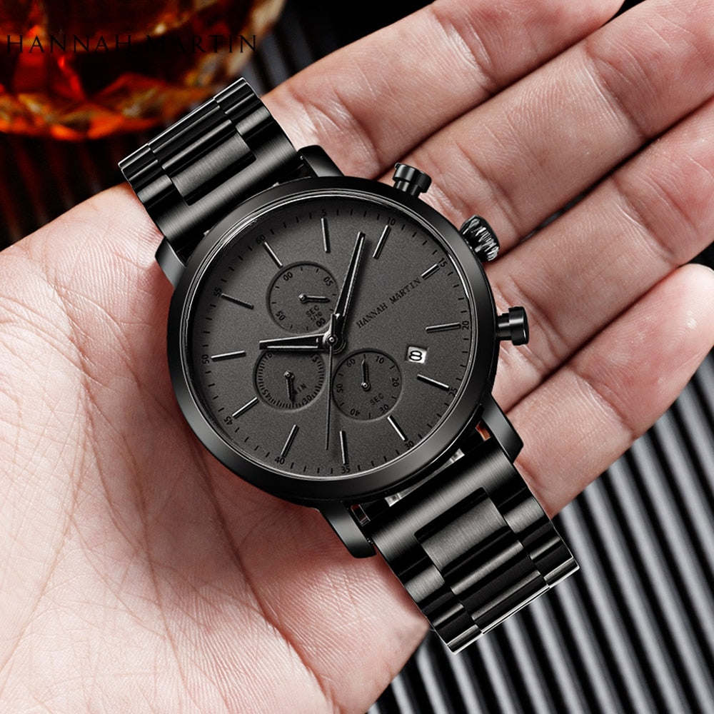 Luxury Fashion Mens Wristwatches Waterproof Male Multi-function Calendar Japanese Movement Quartz Stainless Steel Business Watch