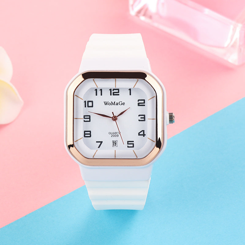 Womens Watch Simple Silicone Strap Womage Fashion Quartz Rectangle Dial Watches Ladies Casual Female Clock montre femme saati