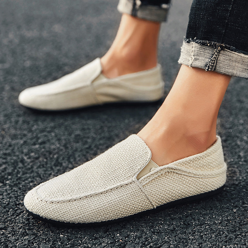 New Loafers Men Breathable Casual Shoes Classic Linen Slip On Sneakers Male Summer Cheap Driving Shoes For Men Wide 2022