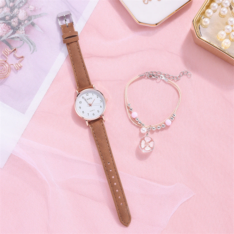 Women Watches Bracelet Set Girls Gift Luxury Fashion Quartz Watch Student Trendy with Bracelet for Womens