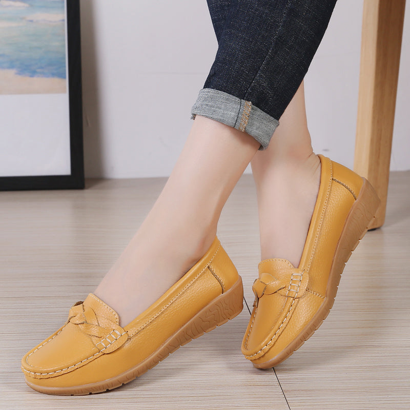 Spring Womens Loafers Genuine Leather Casual Shoes Ballet Flats Ballerina Shoes Female Moccasins Comfortable Women Sneakers