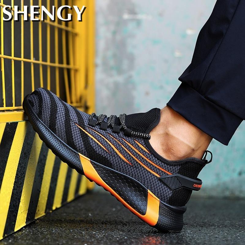 Mens Safety Work Shoes Anti Smashing Anti Puncture Mesh Breathable Shoes Men Non Slip Fashion Soft Male Steel Head Shoes