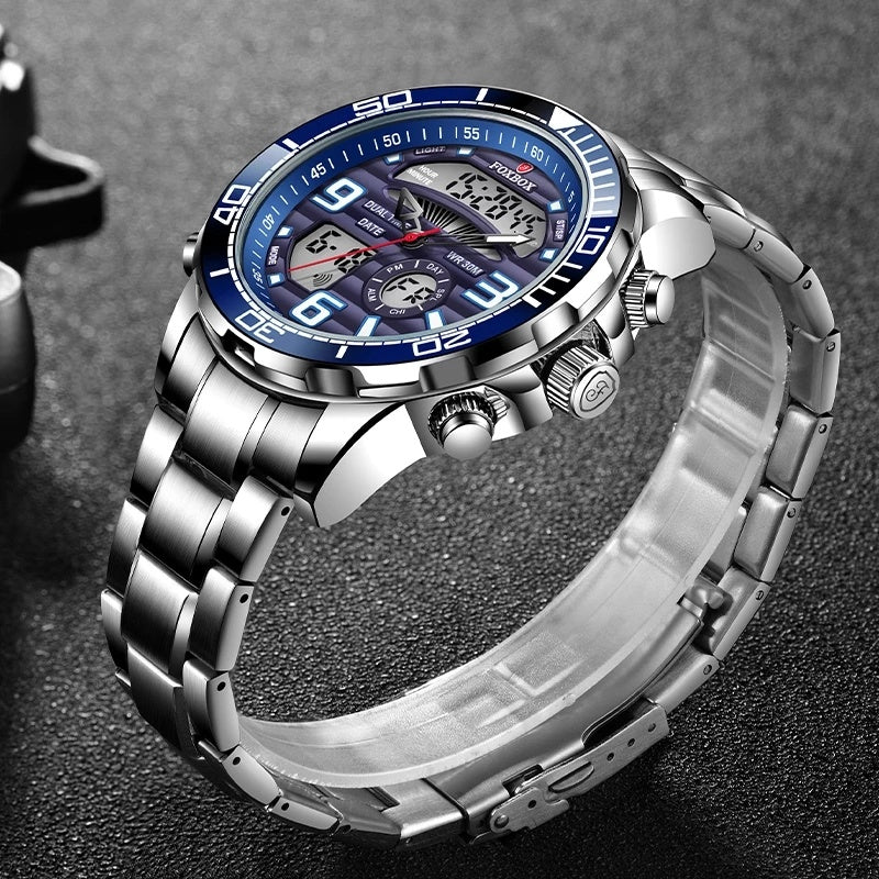 2022 Top Brand Luxury Digital Mens Watches Top Luxury Sport Quartz Wristwatch For Men All Steel Military Waterproof Clock+Box