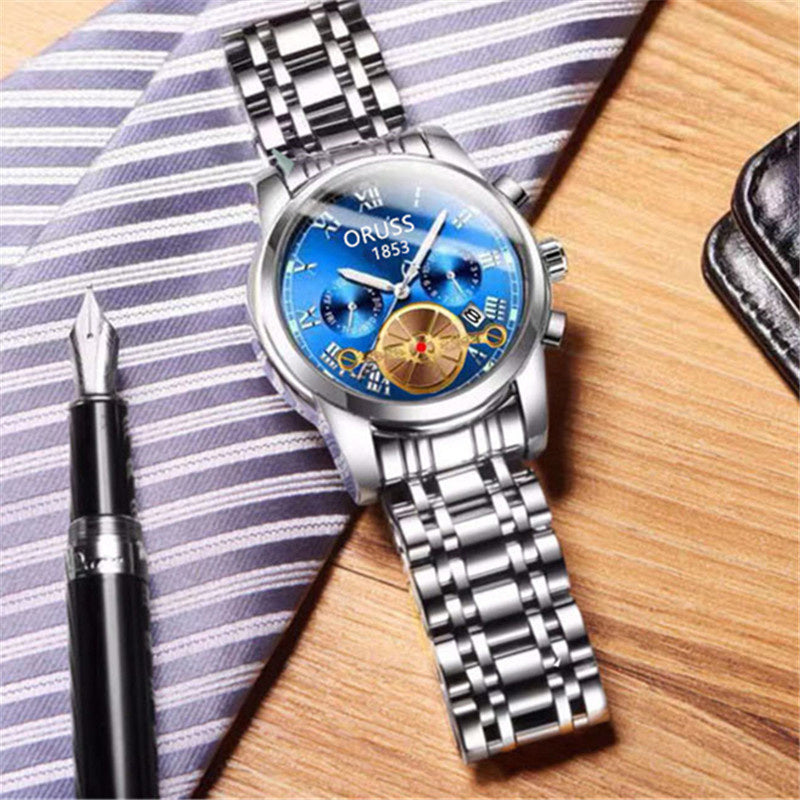 Luxury Fashion Mens Watches Luminous Waterproof Silver Stainless Steel Watch Men Date Calendar Business Quartz Wrist Watch