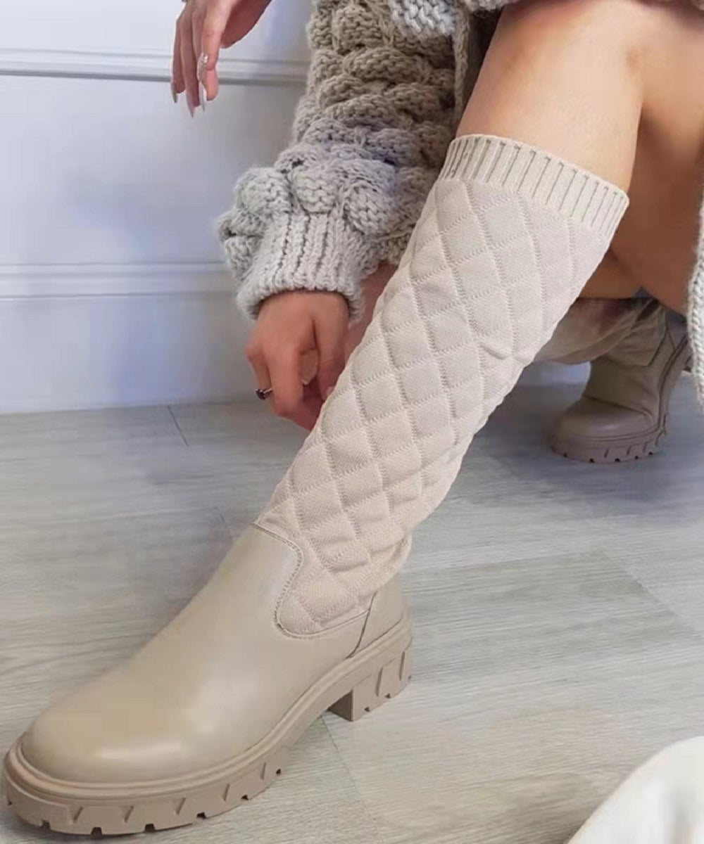 Women Boots 2022 Fashion Round Toe Platform Shoes Winter Plus Size Sock Boots Women Wedges High Boots Non Slip Botas De Mujer