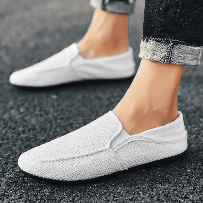 New Loafers Men Breathable Casual Shoes Classic Linen Slip On Sneakers Male Summer Cheap Driving Shoes For Men Wide 2022