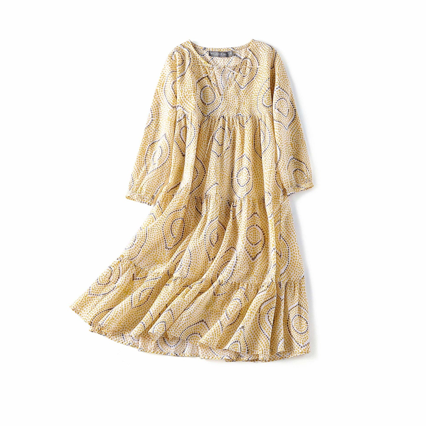 Block Printed Girl's Kaftan Dress - Oia