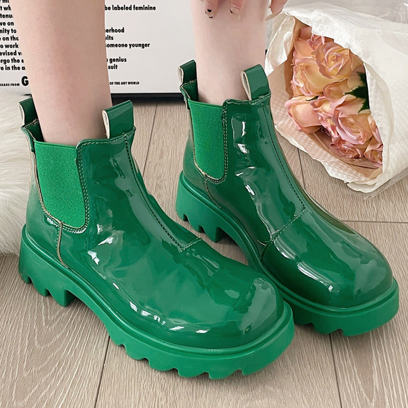 Lucyever Autumn Winter Waterproof Chelsea Boots Women 2022 Slip on Platform Ankle Boots Woman Thick Bottom Gothic Shoes Female