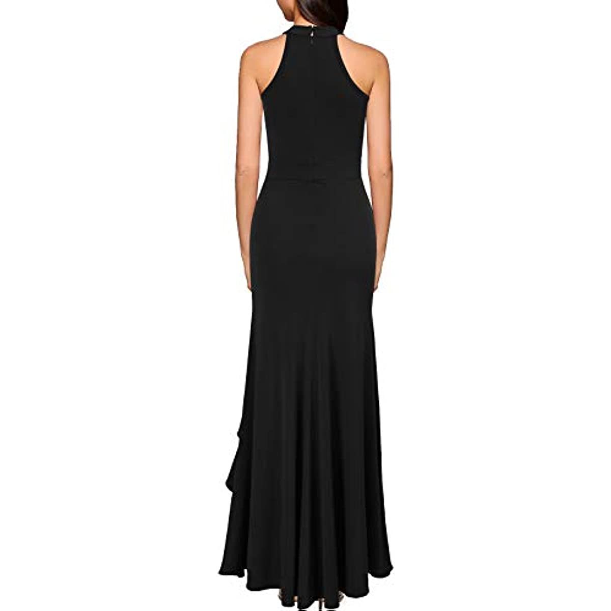 Women's High Neck Split Bodycon Mermaid Evening Cocktail Long Dress