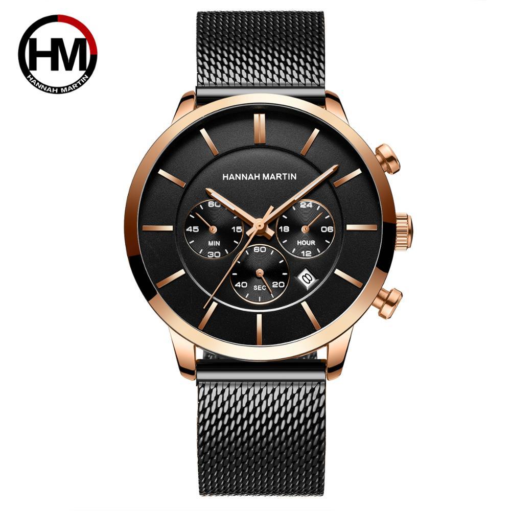 Luxury Fashion Mens Wristwatches Waterproof Male Multi-function Calendar Japanese Movement Quartz Stainless Steel Business Watch