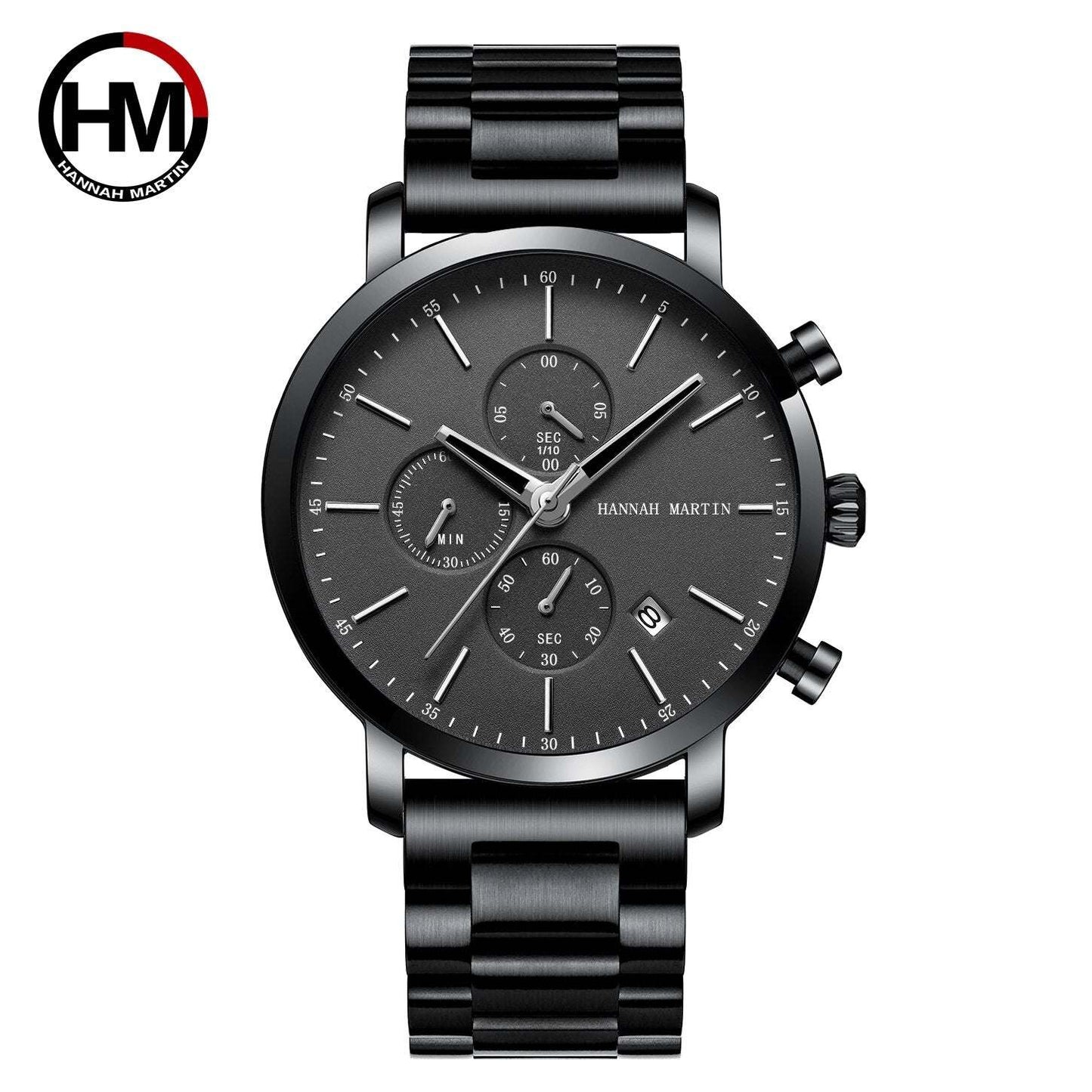 Luxury Fashion Mens Wristwatches Waterproof Male Multi-function Calendar Japanese Movement Quartz Stainless Steel Business Watch