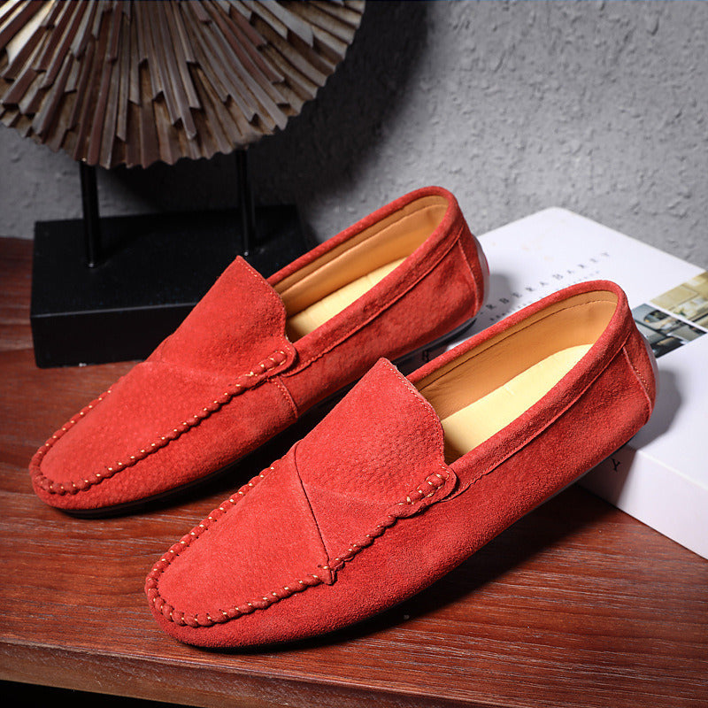 Genuine Leather Slip-On Men Shoes Black Red Brown Men Loafers Summer Party Wedding Dress Shoes Soft Sneakers Driving Moccasin