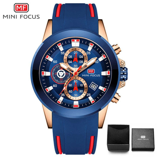 MINI FOCUS Chronograph Mens Watches Brand Luxury Casual Sport Date Quartz Silicone Wristwatches Waterproof Men's Wrist watch Man