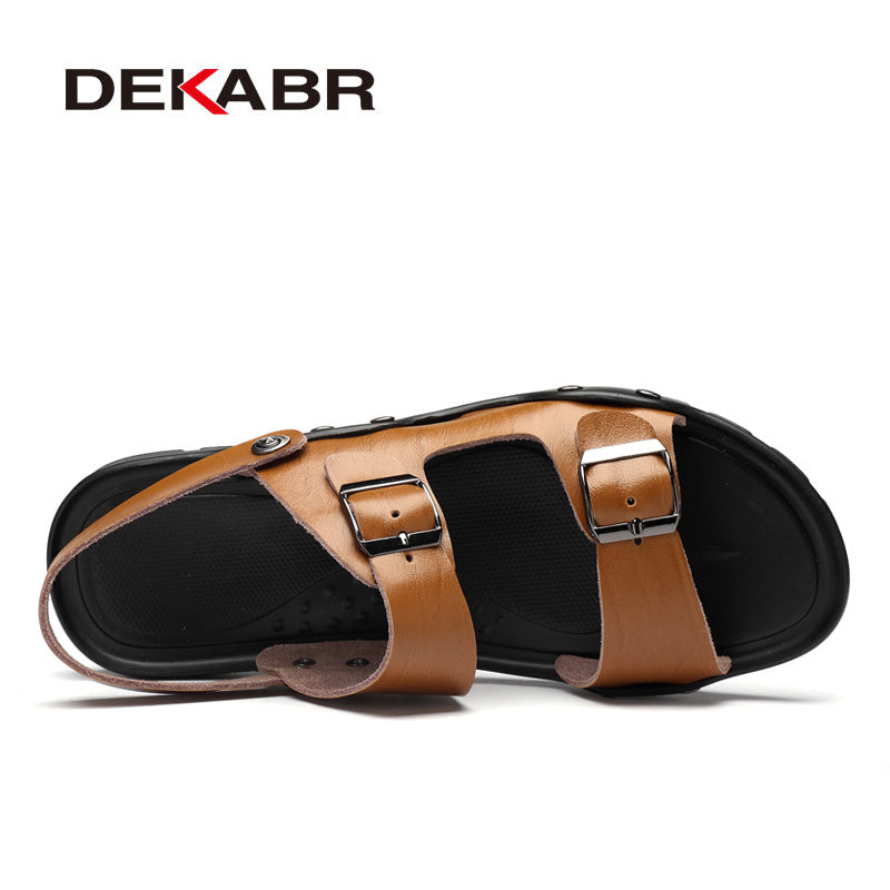 Summer Men Sandals Genuine Leather Men Casual Shoes Classic Lightweight Roman Sandal Outdoor Fashion Men Slippers