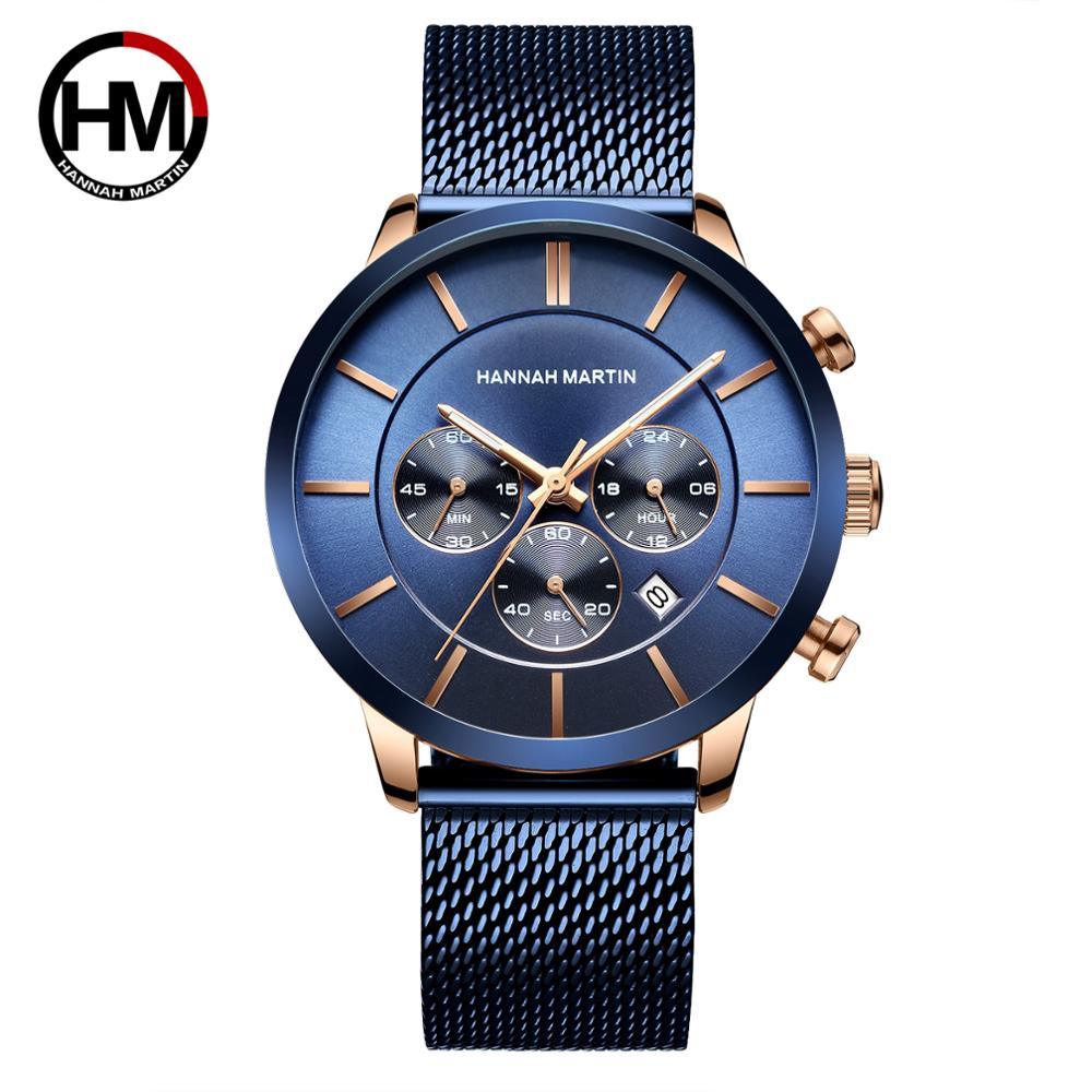 Luxury Fashion Mens Wristwatches Waterproof Male Multi-function Calendar Japanese Movement Quartz Stainless Steel Business Watch