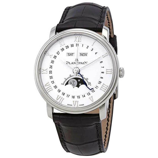 Blancpain Villeret Moonphase White Dial Alligator Leather Strap Automatic Mens Watch 6654-1127-55B