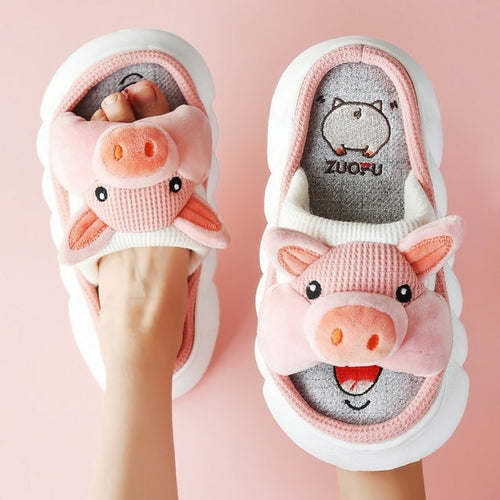 Animals Slippers Women Platform Shoes Cute Cartoon Thick Sole Home