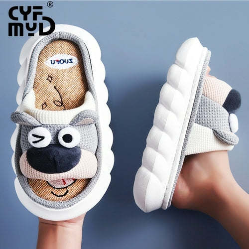 Animals Slippers Women Platform Shoes Cute Cartoon Thick Sole Home