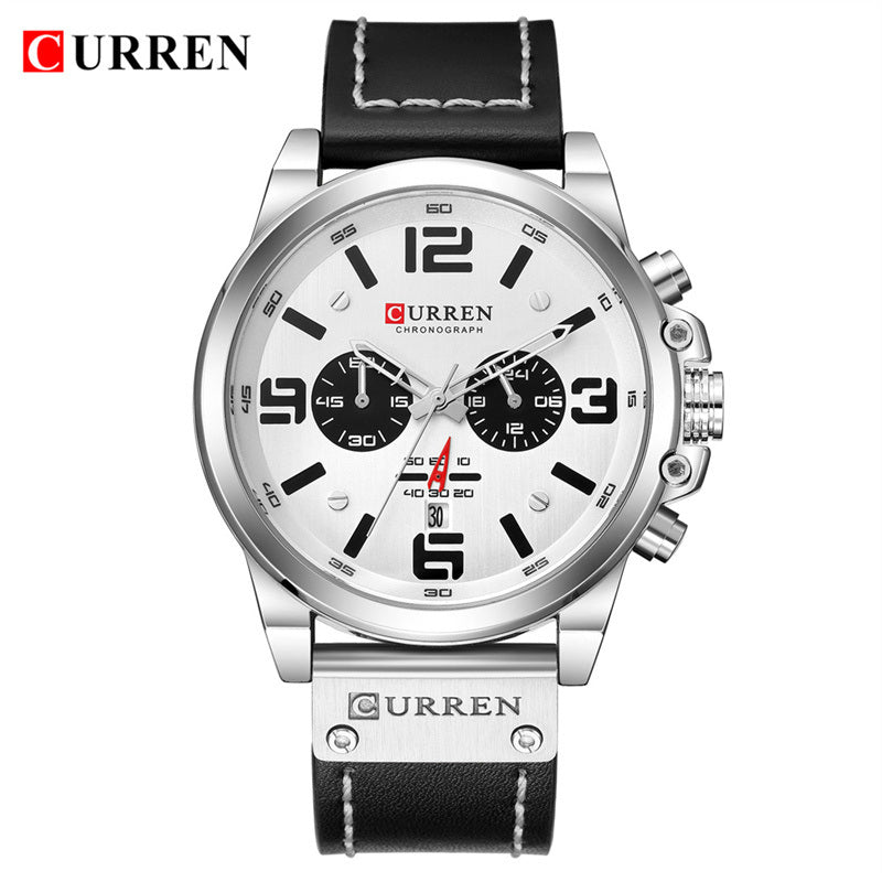 CURREN Mens Watches Top Luxury Brand Waterproof Sport Wrist Watch Chronograph Quartz Military Genuine Leather Wrist Watch