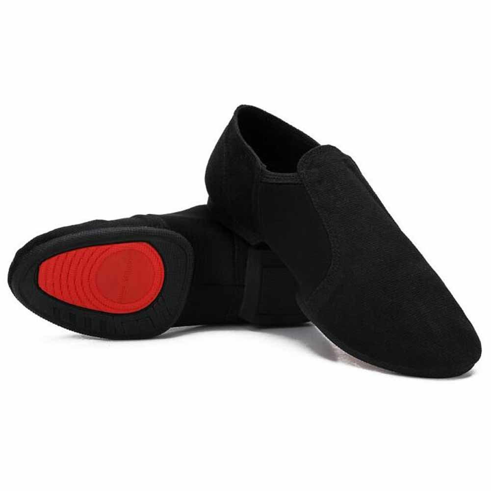 Canvas Ballet Slipper Women Ballet Shoes Rubber Sole Slip On Jazz Shoes Yoga Dance Shoes for Outdoor, Black