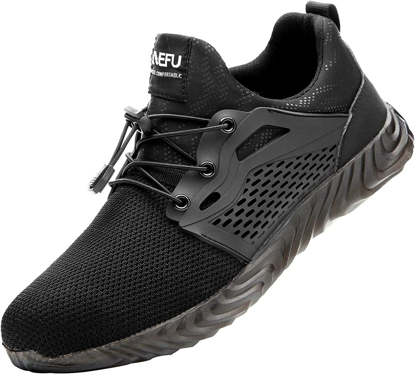 JIEFU Men's Work shoes; Steel Toe Shoes for Work Men; men's sneaker; Lightweight Breathable Comfortable Non Slip Durable Indestructible Construction Shoes