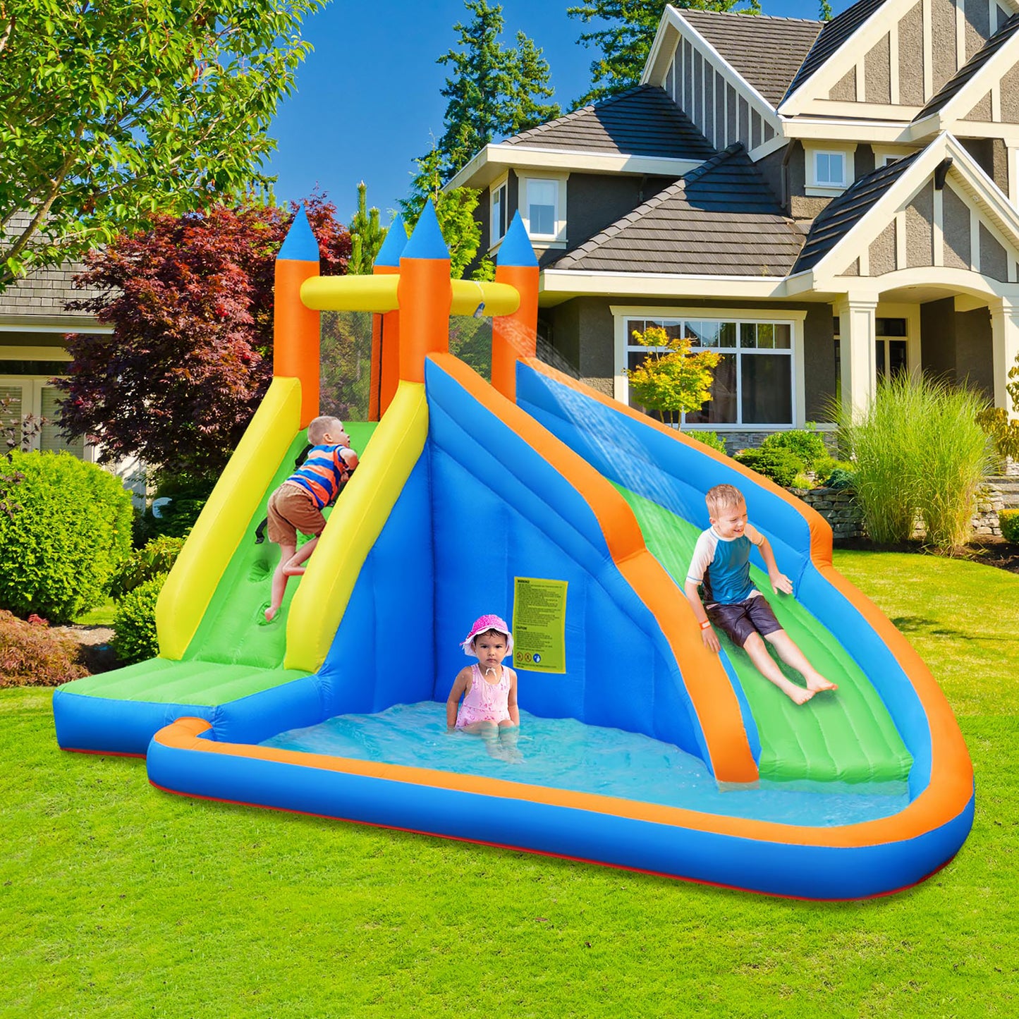 Inflatable water slides; bouncy castles. kids toys.