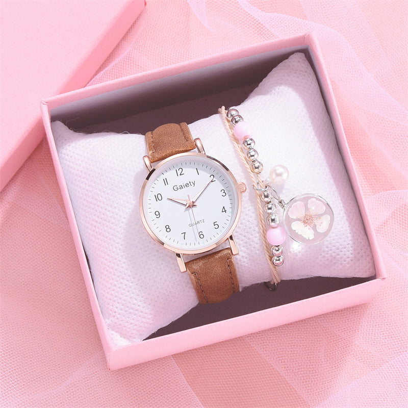 Women Watches Bracelet Set Girls Gift Luxury Fashion Quartz Watch Student Trendy with Bracelet for Womens