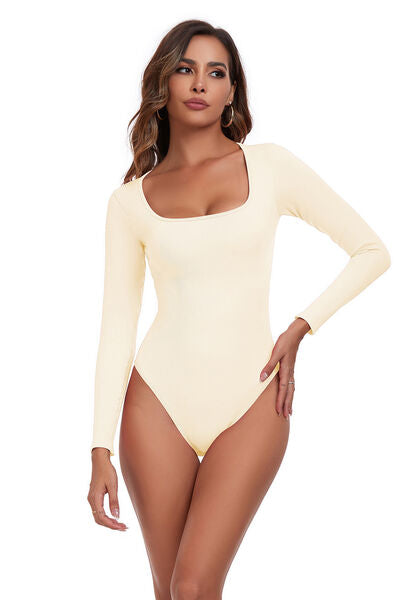 Square Neck Long Sleeve Active Bodysuit