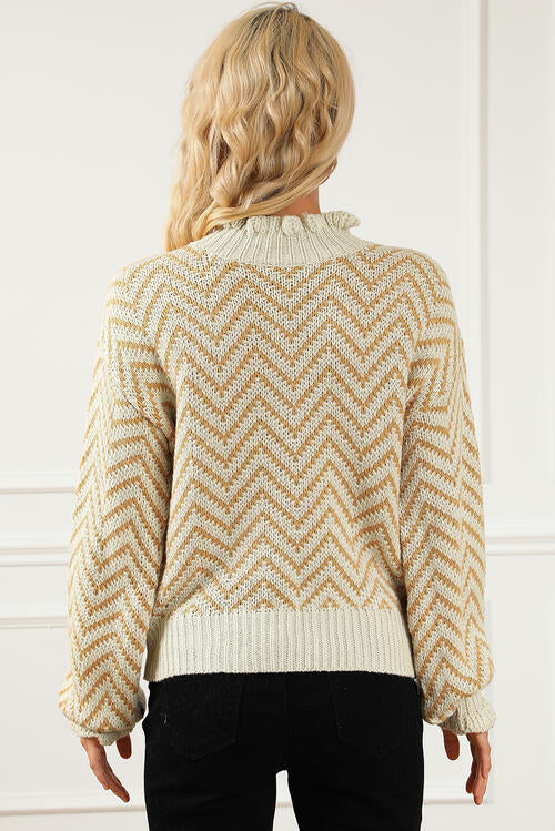 Mock Neck Drop Shoulder Sweater